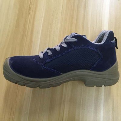 deep blue suede leather upper PU sole steel toe safety shoes