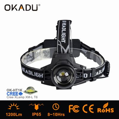 OKADU Wholesale HT1K Long Runtime 12 Hrs USB Rechargeable Headlamp 300Lm Cree XP-G Q5 Led Headliight