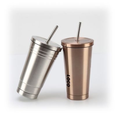 Stainless Steel Double Wall Cool Keeper Tumbler with Straw 500ml