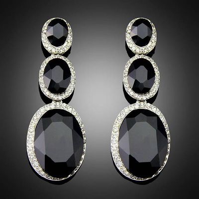Wholesale New Fashion Trendy Hot Sale Rhinestone Crystal black dangle earrings for Women Girls Jewel