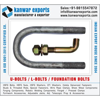 U-Bolts L-Bolts Fasteners manufacturers exporters in India Ludhiana https://www.kanwarexports.com +9