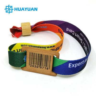 HUAYUAN Eco-Friendly Fabric NFC Wristband with Wood RFID Smart Tag
