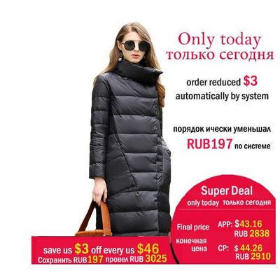 Duck down jacket for women winter 2019 women long overcoat coats Casual ultra-thin warm