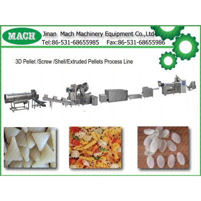 2D/3D Screw/Shell/Potato Chips/Extruded Pellet Frying Snacks Process Line