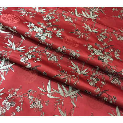 Chinese silk cheongsam Chi-pao fabric Ancient plum bamboo embroidery brocade