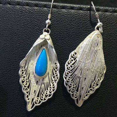Wholesale natural turquoise earrings with 925sterling silver cheap price high quality earrings