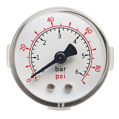 Car Pressure Gauge 1-3/5" Dial Back Mount,0-80 Psi 6 Bar, Dual Scale Measurement Tool, Automotive Te