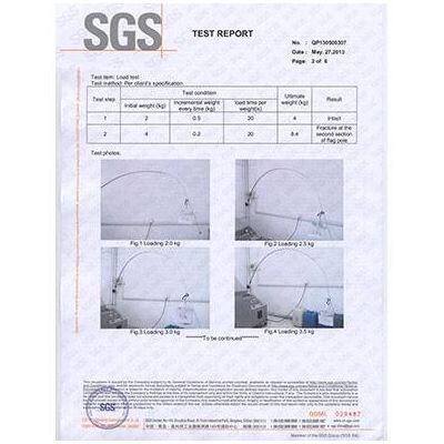 SGS test report for flag pole made of fiberglass