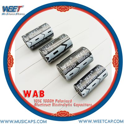 WAB Axial 105C 1000H Polarized Aluminum Electrolytic Capacitors Super Low Voltage