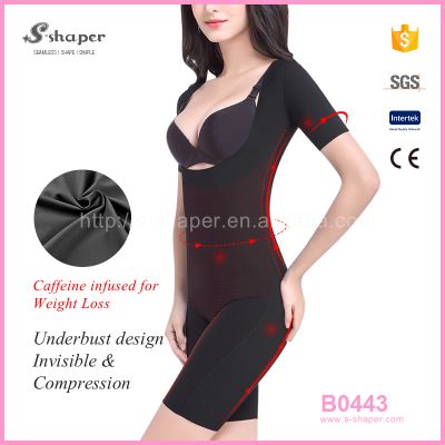 S-shaper Slimming Body Shaper Women Underwear Corset Short Sleeve Caffeine Infused Bodysuit B0443