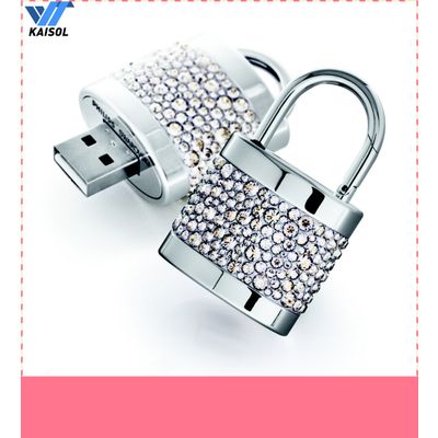 OEM crystal lock shape usb flash drive free logo crystal usb drive 3.0