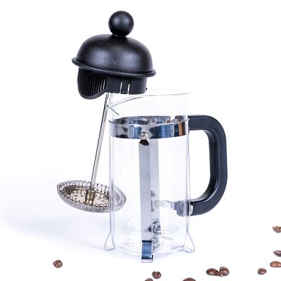 Home and office coffee maker Simple high borosilicate glass French press pot with bamboo lid stainle