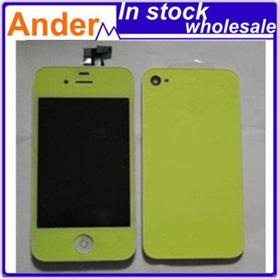 Original New LCD Touch screen display panel assembly Noctilucent for Iphone4s+back Cover+home Button