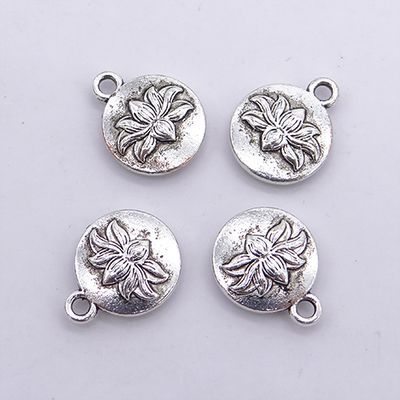 500pcs Silver tone Lutos Flower Pendant Charm zinc alloy
