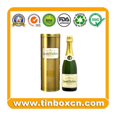 Round Metal Tin Wine Packaging Box