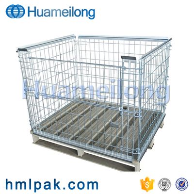 Foldable stackable collapsible storage galvanized steel cages pallets for sale