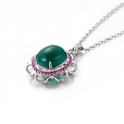 Women Sliver Ruby And Diamond Pendant Necklace CHINGYING Suppliers