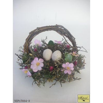 Pink flower egg nest basket Easter docoration