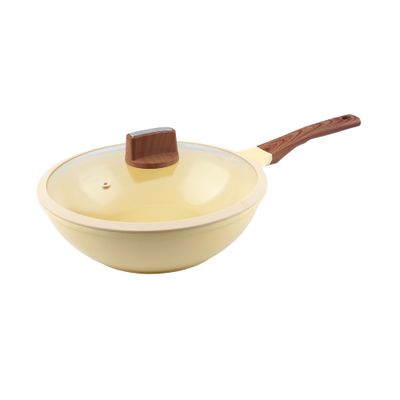 ArtRamic coating Butter-yellow wok, Upgraded ceramic coating wok