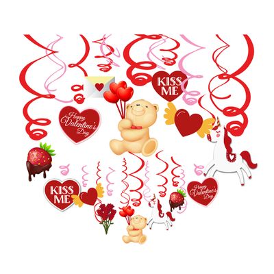 XL062 2019 new design Valentine's day party decoration Foil Swirls,hanging swirls