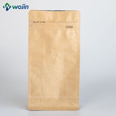 Kraft paper coffee bags ziplock food packaging stand up bag with one way degassing valve