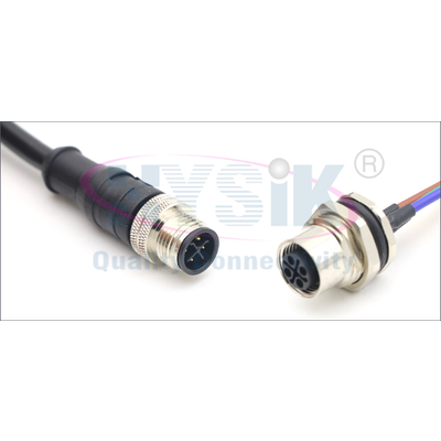 IP67 waterproof M12 4 5 6 8 pins male and female Panel Mount connector receptacle cable connectors