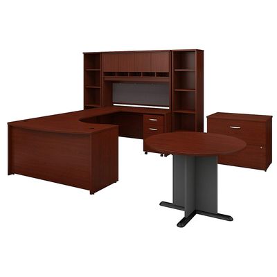 Bush Business Furniture Series C 60W Right Handed Bow Front U Shaped Desk with Storage and Conferenc