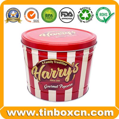 Custom Logo Metal Tinplate Box 2 Gallon Popcorn Tin Bucket with Lid