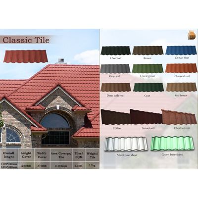 New arrival 1340420mm fire resistance classic roofing tile stone coated