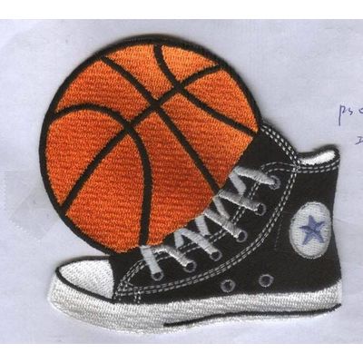 Embroidered basketball and shoe
