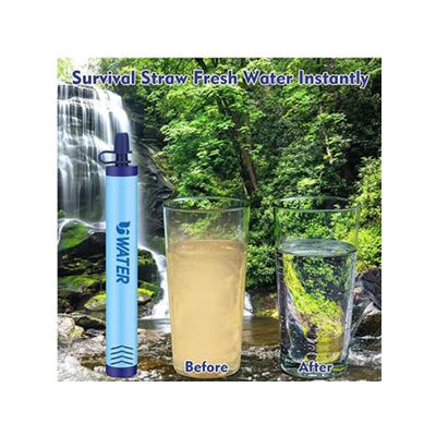 Microplastic water filter straw camping removes 99.999% of bacterial parasites from water