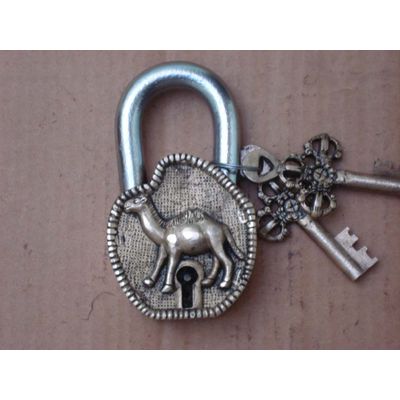 Antique Brass Pad Lock with Camel Figure Pad Lock Security Pad Locks