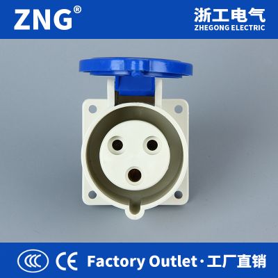 250V 16Amp 3Pin Wall Industrial Socket, 1-phase-3-wires Socket For Industrial Uses