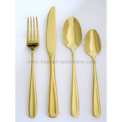 Stainless steel gold cutlery set