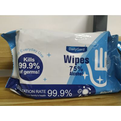 75% Alcohol Wipes Food grade Alcohol in Wet Wipes Soft Package with Lid or not