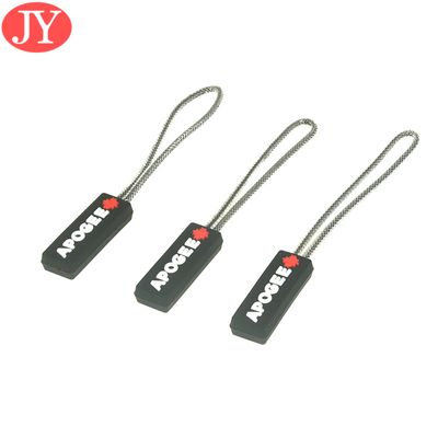 polyester rope with PVC zipper puller rubber zipper slider pulls soft plastic ZIP pullers