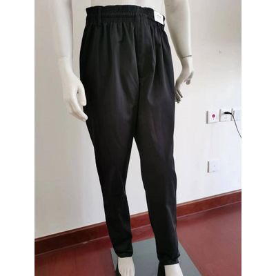 hot selling chef pants in black or check fabric with elastic waist