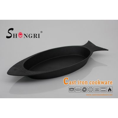 SR043 New Cast Iron Cookware Vegetables Oil Fish Pan, Baking Dish for Fish