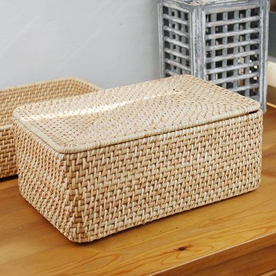 Rattan baskets and boxes