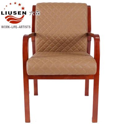 2016 New Hot Sale Bright Solid Wood Meeting Chair Embossed Cow Leather Chair (LS-DB-0007)