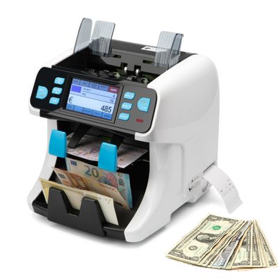 Banknote Sorter with Built-in Printer Mix Value Counting Machine 2 Pocket Money Counter
