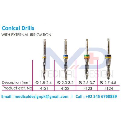 Conical Drills with External Irrigation Dental Drills