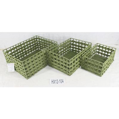 green plastic storage basket set of 3 for living room