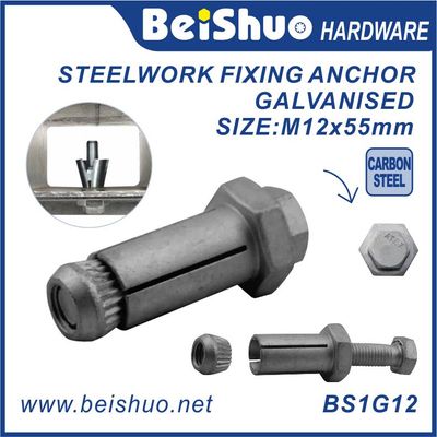 M12x55mm zinc Anchor Bolt for Steelwork,hexagon socket anchor bolt,Hollow Structural Steel Sections,