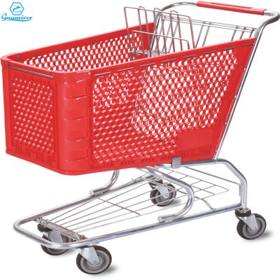 GuanRiver colorful plastic basket supermarket shopping cart trolley 100L 125L 165L 180L 200L