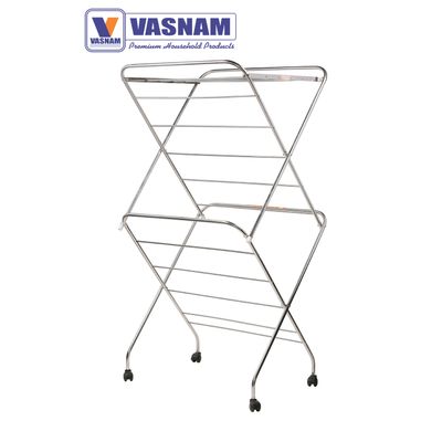 Vasnam Cloth Drying Stand 15 Rods With Wheels