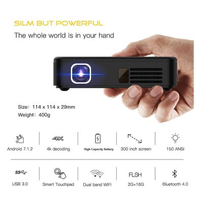 D13 2GB+16GB RK3328 150LM Smart Android Based DLP Projector with Battery, Speaker, Touchpad, OTA