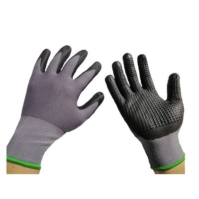Foam nitrile glove with nitrile dotts