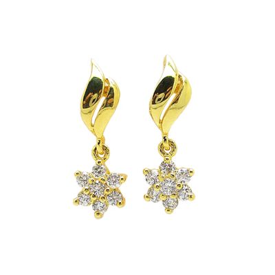 Dangling earrings flower Gold plated