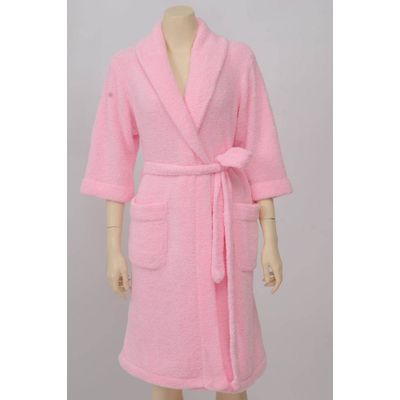Pink microfiber hotel bathrobe